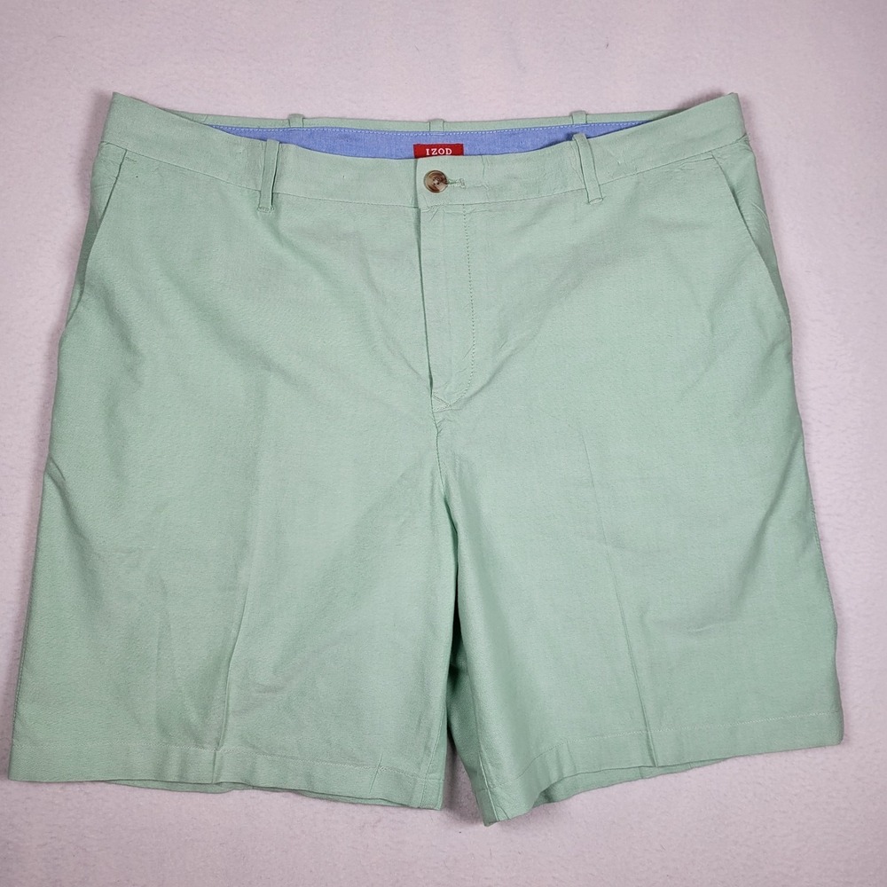 Izod Saltwater Relaxed Flat Front Men's Shorts, Size 40, Mint Green, 9' Inseam